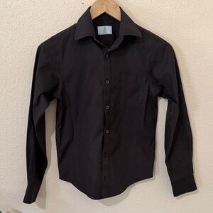 Class Club Black Solid Button Down Modern Fit Dress Shirt Boys Youth Size 10-12